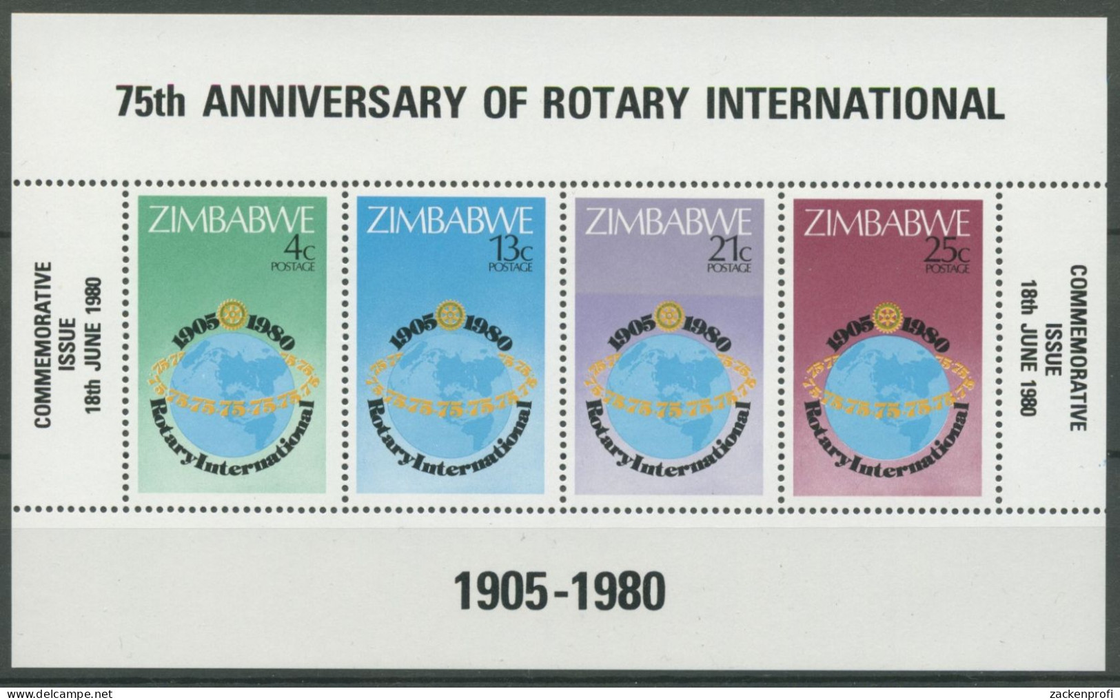 Simbabwe 1980 75 Jahre Rotary International Block 5 Postfrisch (C27711) - Zimbabwe (1980-...)