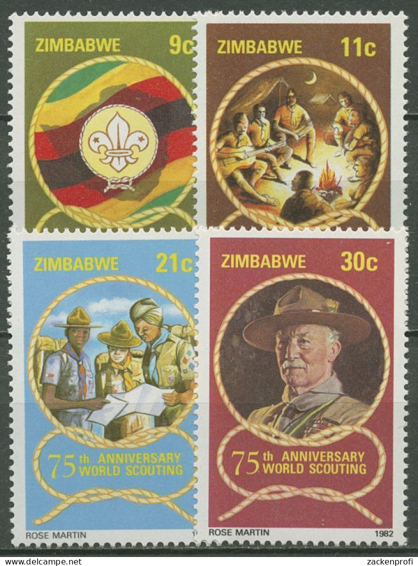Simbabwe 1982 75 Jahre Pfadfinderbewegung Lagerfeuer 265/68 Postfrisch - Zimbabwe (1980-...)