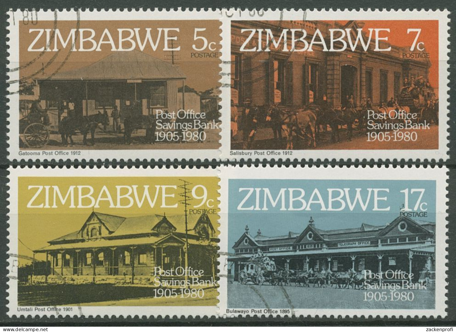 Simbabwe 1980 75 Jahre Postspaarkasse Gebäude 247/50 Gestempelt - Zimbabwe (1980-...)