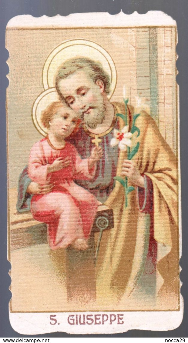 ANTICO SANTINO - S.GIUSEPPE CON GESU BAMBINO - HOLY CARD - IMAGE PIEUSE  (H886) - Devotion Images