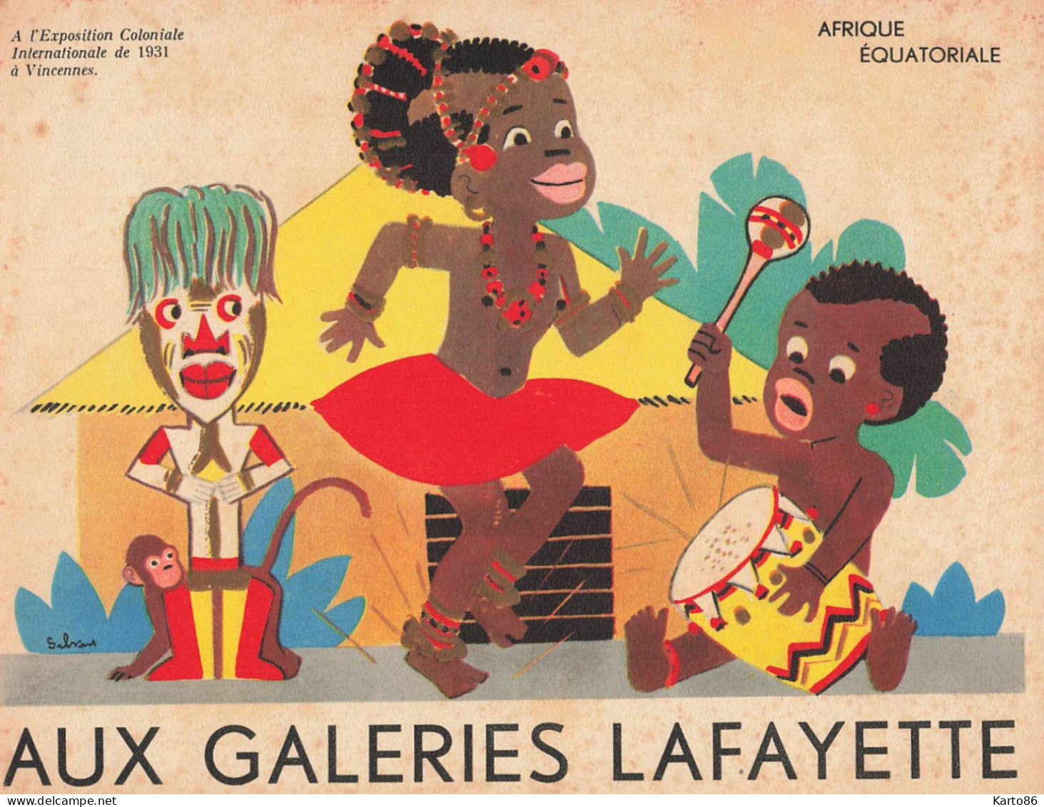 AUX GALERIES LAFAYETTE * 9 publicités illustrateur Silvestre * exposition coloniale vincennes 1931 éthnique ethno ethnic