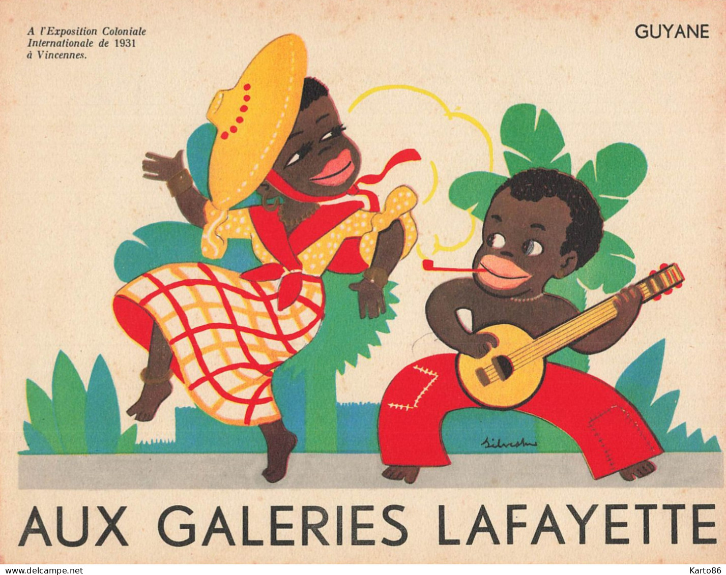 AUX GALERIES LAFAYETTE * 9 publicités illustrateur Silvestre * exposition coloniale vincennes 1931 éthnique ethno ethnic