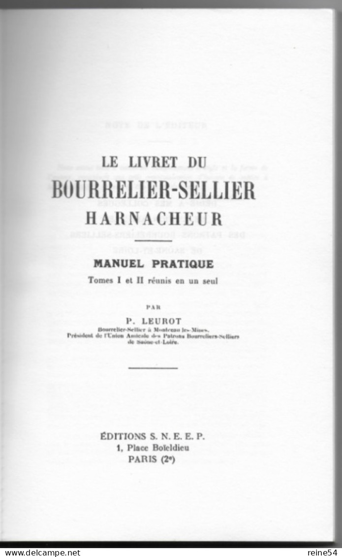 Le Livret Du Bourrelier-sellier Harnacheur Manuel Pratique François Rivet 1991 Edit. Favre (chevaux) - Dieren