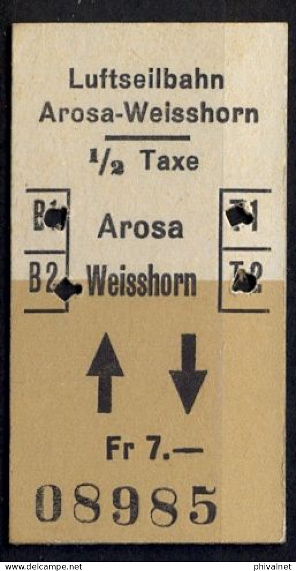 LUFTSEILBAHN , AROSA - WEISSHORN , TICKET DE FERROCARRIL , TREN , TRAIN , RAILWAYS - Europa