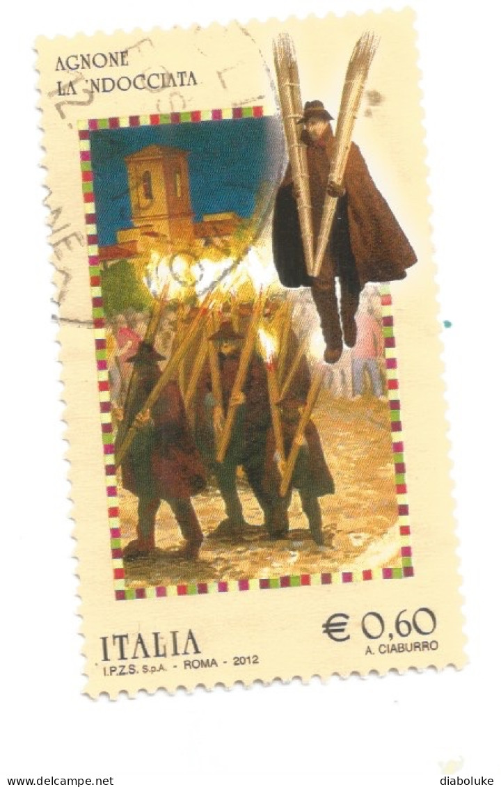 (REPUBBLICA ITALIANA) 2012, FOLKLORE, AGNONE LA NDOCCIATA, SAN MARCO IN LAMIS LE FRACCHIE - Serie Di 2 Francobolli Usati - 2011-20: Usados