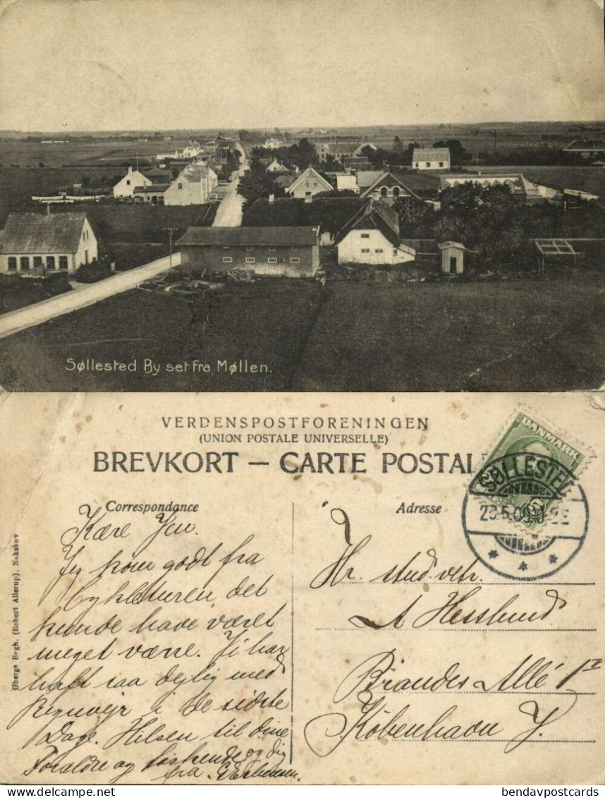 Denmark, SØLLESTED, By Set Fra Møllen (1909) Postcard - Dänemark