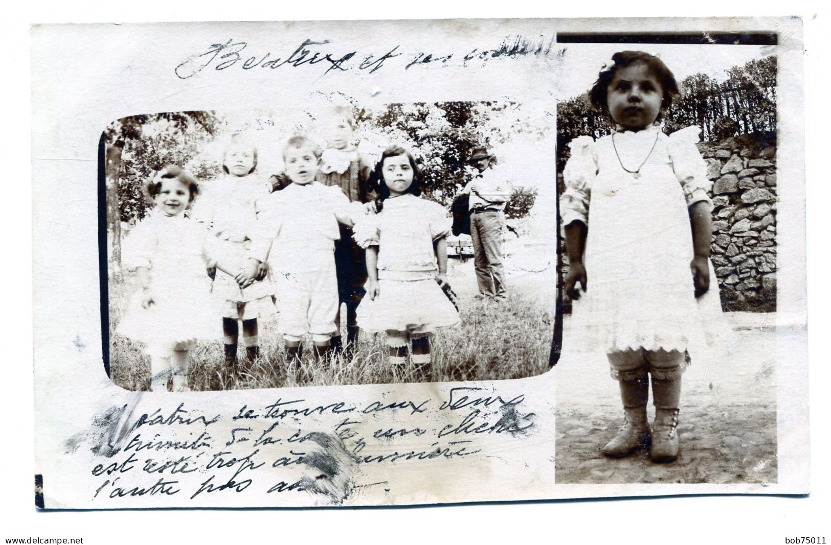Carte Photo D'enfants élégant Posant Dans Leurs Jardin Vers 1910 - Personnes Anonymes