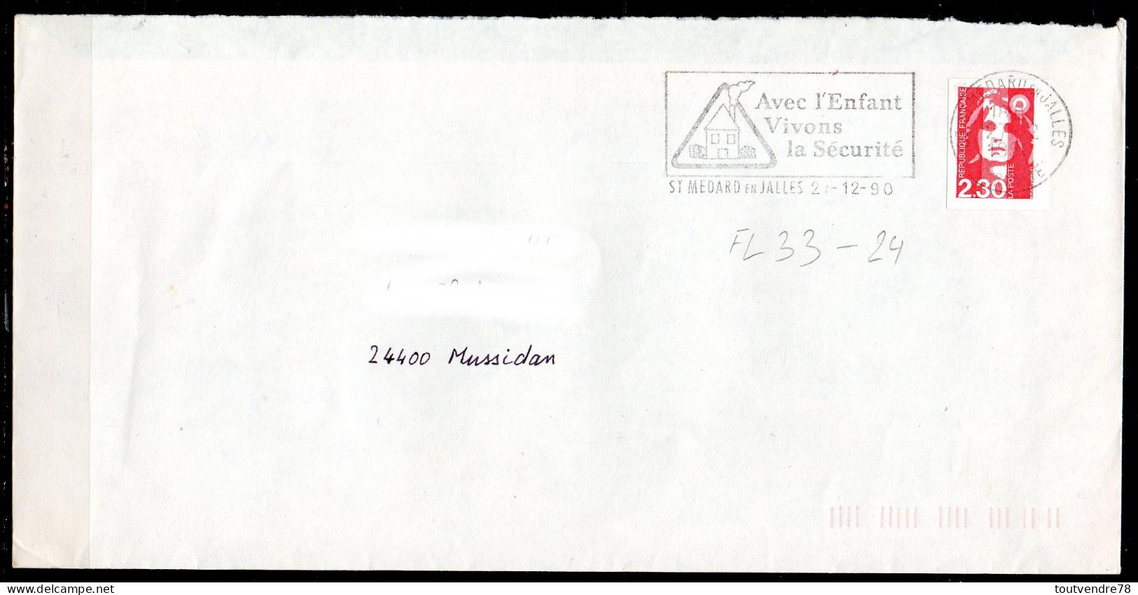 FL33-24 : Dept 33 (Gironde) ST MEDARD EN JALLES 1990 > FG Mixte / Enfant Sécurité - Mechanical Postmarks (Advertisement)