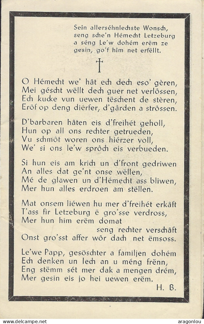 Luxembourg - Luxemburg - Zum Frommen Andenken , Paul Royer Aus Vianden , Gestuerwen Am Lager Vun Tambow 1944   24 Joer - Dokumente