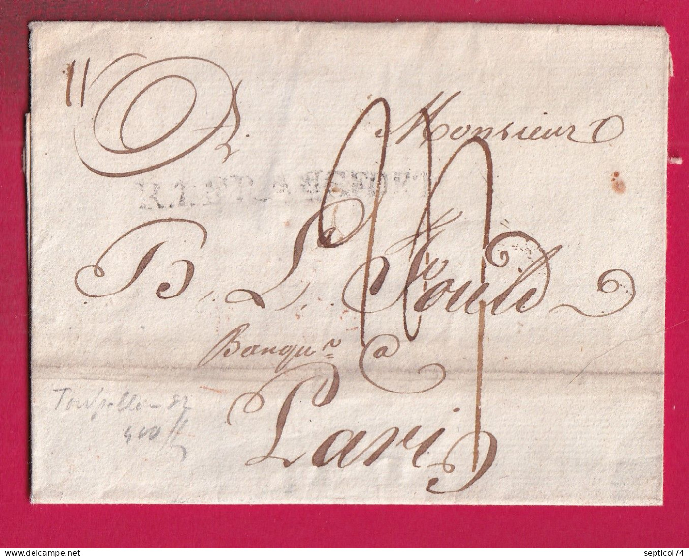 MARQUE ARRIVE 4EM JOUR COMPLEMENTAIRE AN 12 DEPART FRANKFURT ALLEMAGNE LETTRE - 1801-1848: Voorlopers XIX