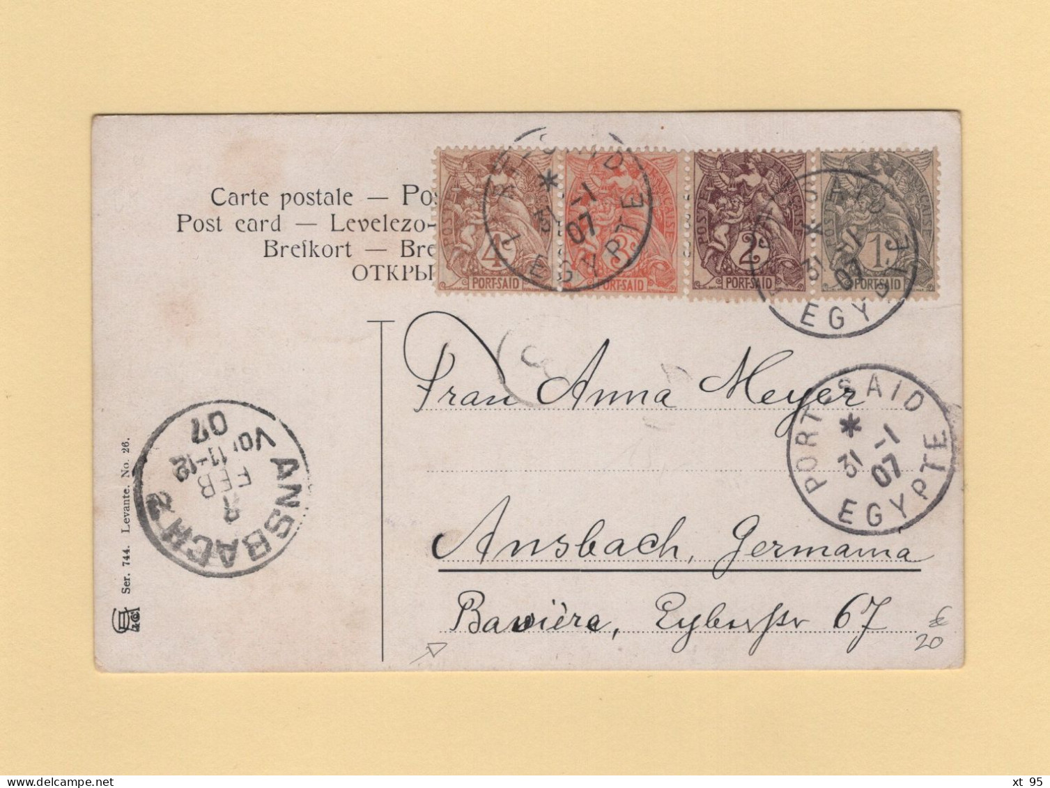 Type Blanc - Port Said - Egypte - 1907 - Destination Allemagne - Briefe U. Dokumente
