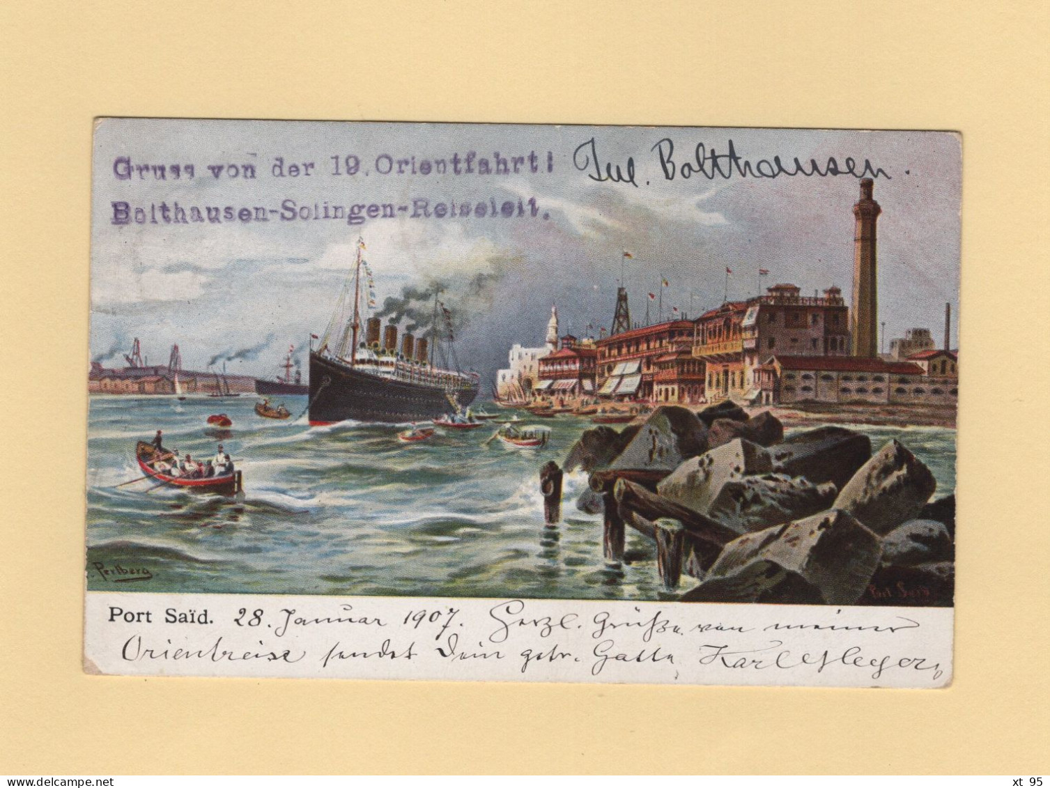 Type Blanc - Port Said - Egypte - 1907 - Destination Allemagne - Briefe U. Dokumente