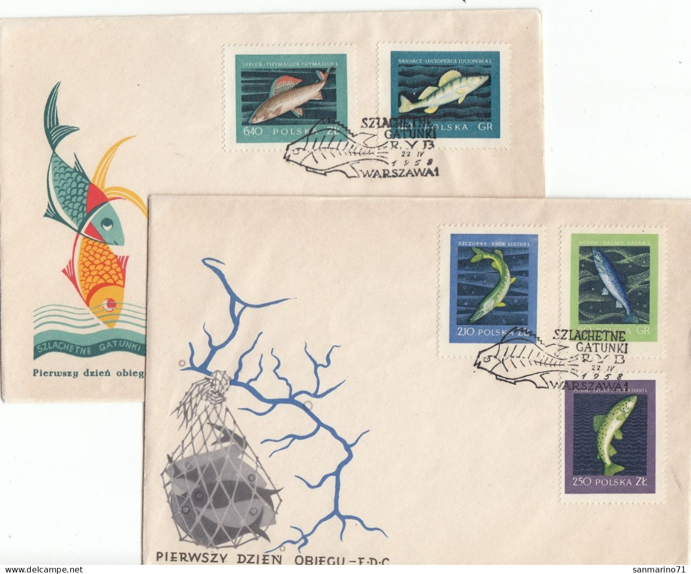 FDC POLAND 1051-1055 - Fishes