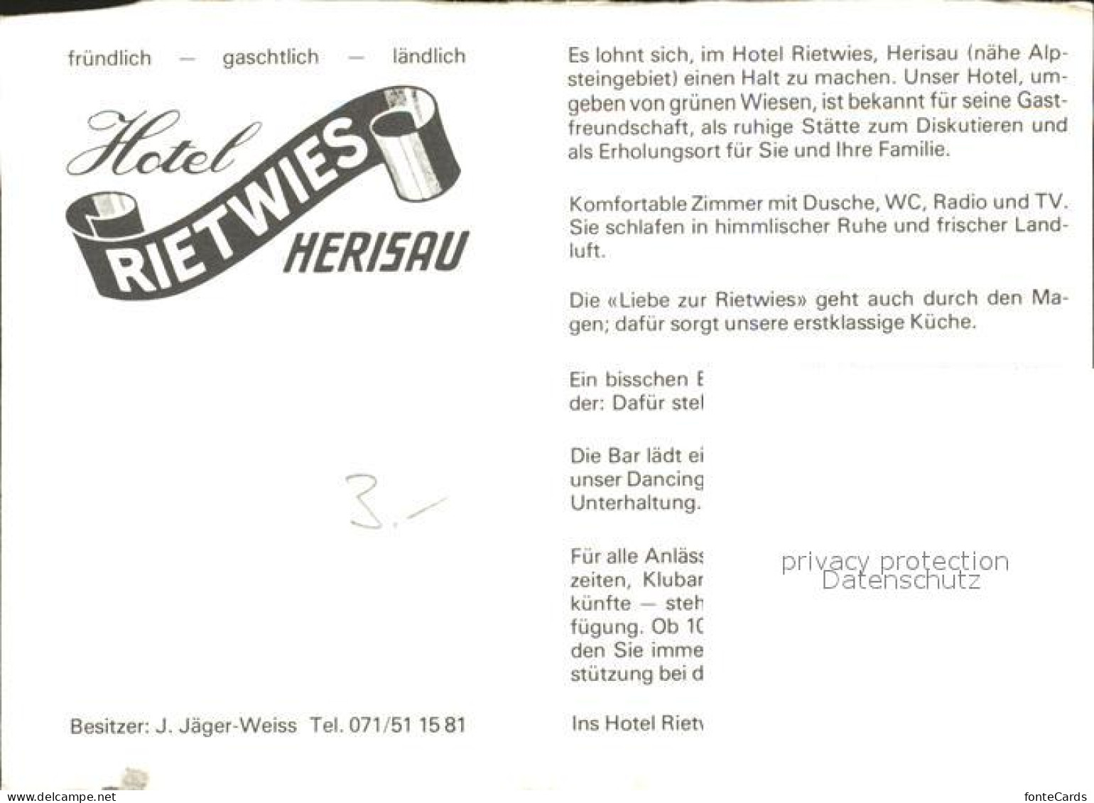 12008921 Herisau AR Hotel Rietwies  Herisau - Altri & Non Classificati