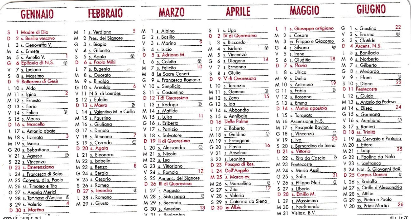 Calendarietto - Generali Assicurazioni - Anno 2000 - Klein Formaat: 1991-00