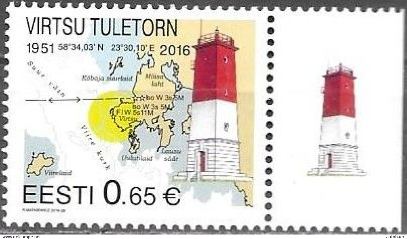 Estonia Estland Eesti Estonie 2016 Lighthouses Mi.No. 873 MNH ** Neuf Postfrisch - Estonie
