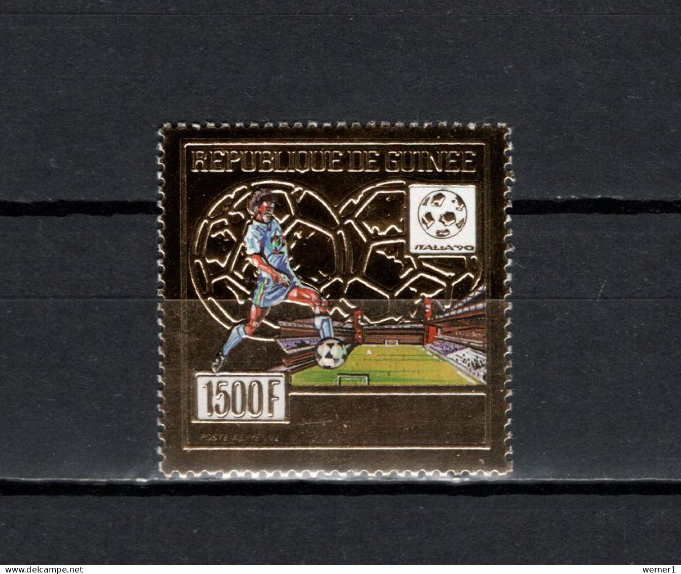 Guinea 1990 Football Soccer World Cup Gold Stamp MNH - 1990 – Italië