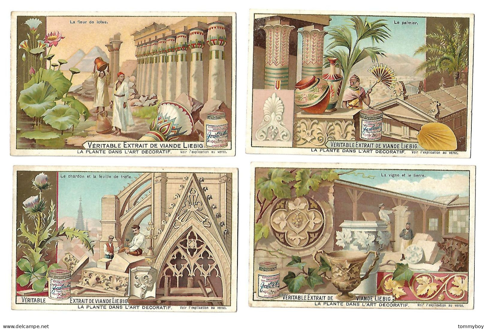 S 791, Liebig 6 Cards, La Plante Dans L'art Décoratif (spots At The Backsides) (ref B21) - Liebig