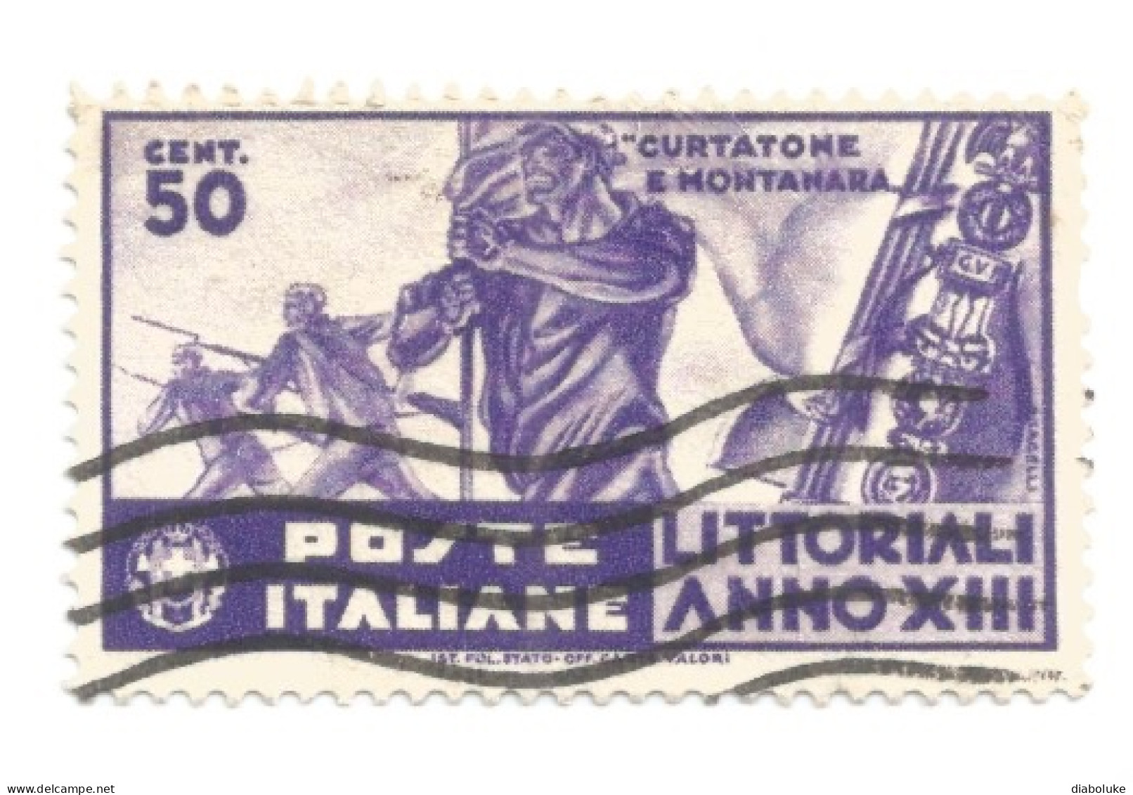 (REGNO D'ITALIA), 1935, LITTORIALI DELLA CULTURA E DELL'ARTE, 50c - Francobollo Usato (CAT. SASSONE N.379) - Gebraucht