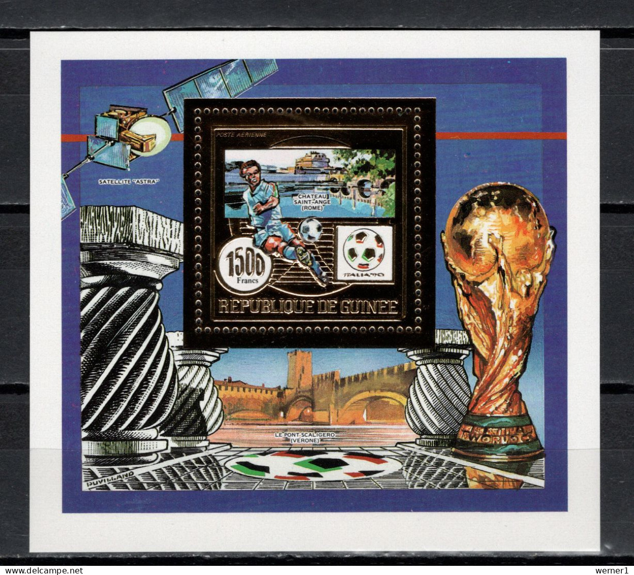 Guinea 1990 Football Soccer World Cup, Space Gold S/s MNH - 1990 – Italien