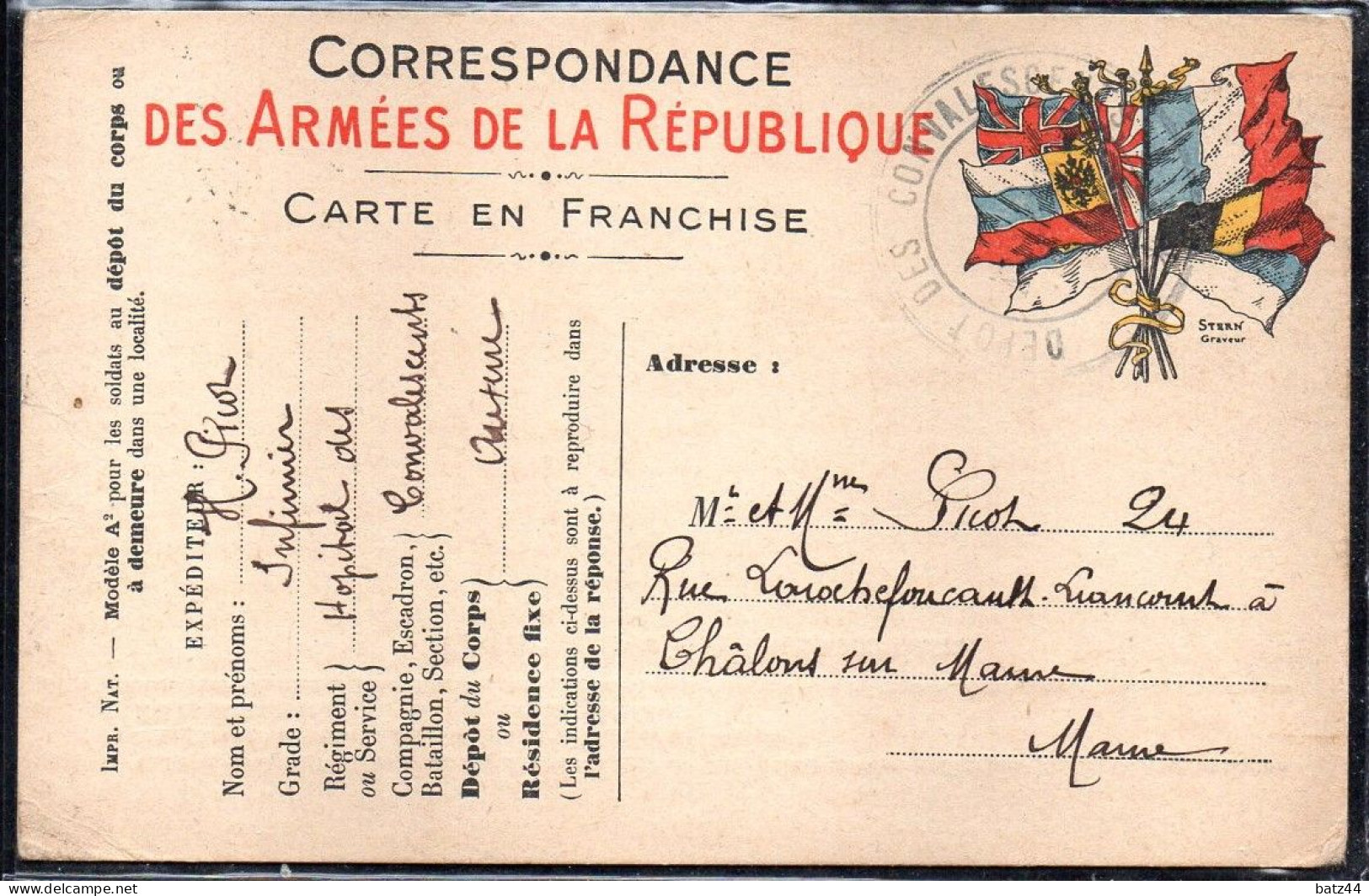 Correspondance Des Armées De La République 1915 Dépôt Des Convalescents Auxerre - Covers & Documents