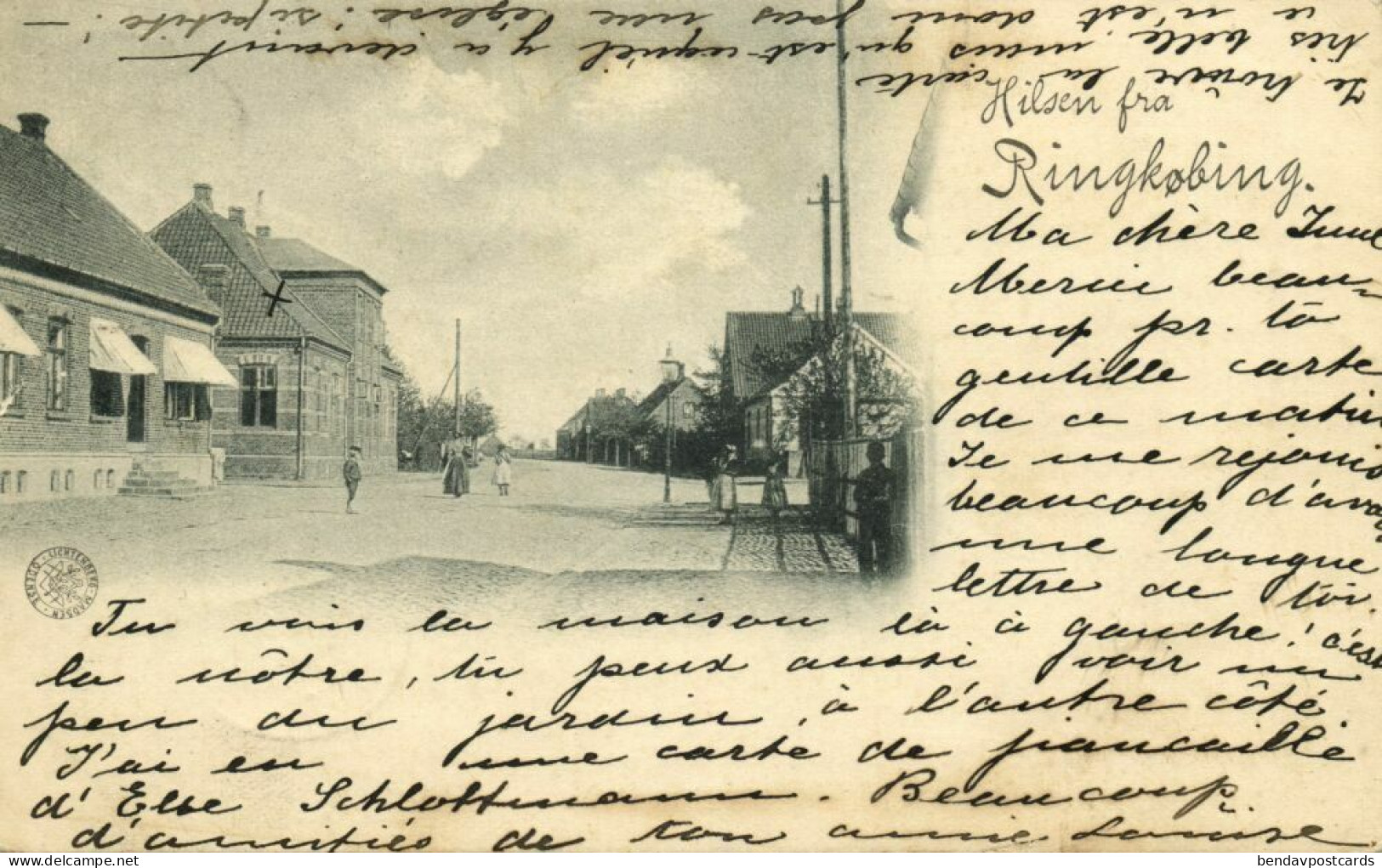 Denmark, RINGKØBING, Street Scene With People (1901) Postcard - Danemark