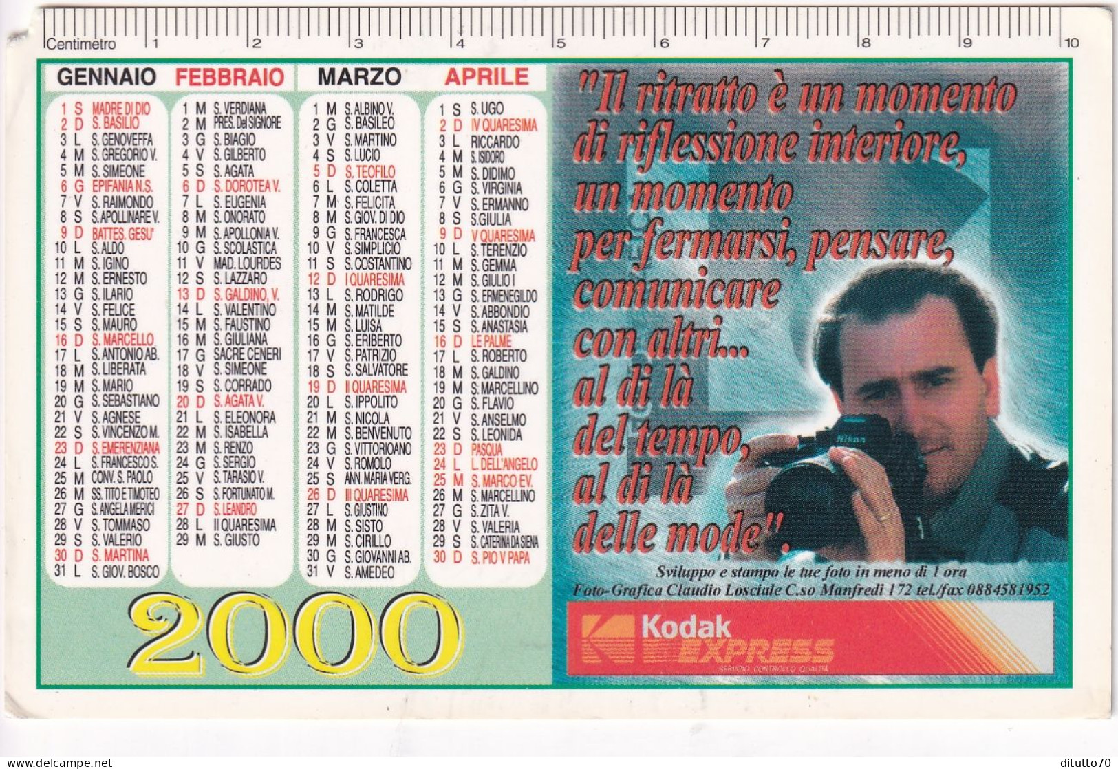 Calendarietto - KODAK - Express - Anno 2000 - Petit Format : 1991-00