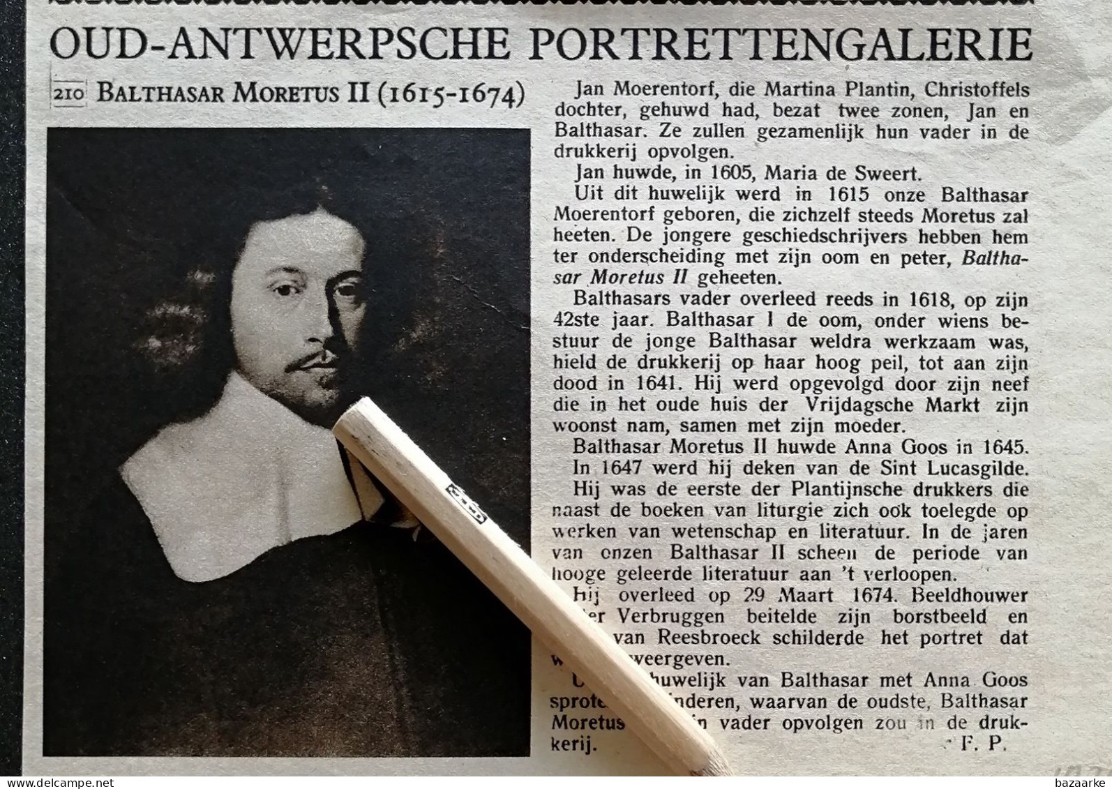 BALTHASAR MORETUS II 1615 - 1674 / HUWDE MET ANNA GOOS / EERSTE PLANTIJNSE DRUKKER - Zonder Classificatie