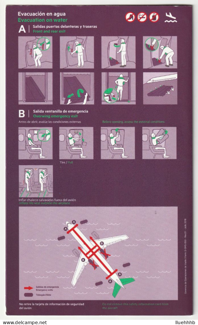 CHILE: 2018 SKY Airlines Safety Card For The Airbus A320 Neo - Sicherheitsinfos