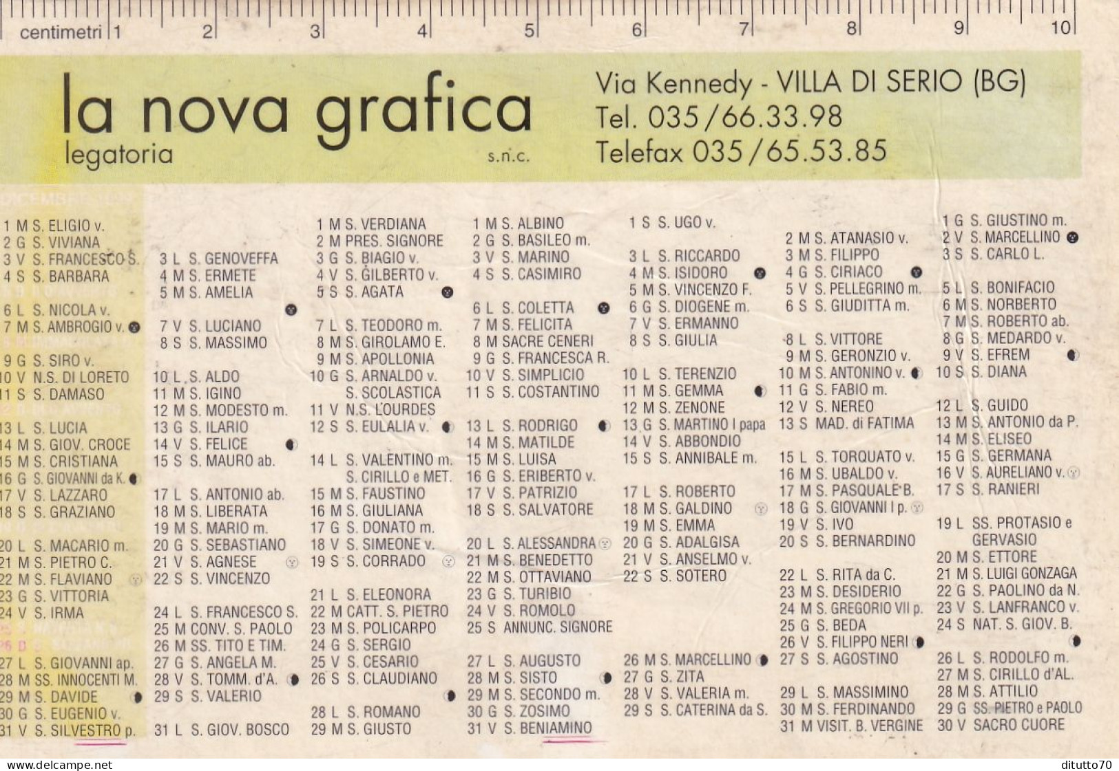 Calendarietto - La Nova Grafica - Villa Di Serio - Bergamo - Anno 2000 - Petit Format : 1991-00