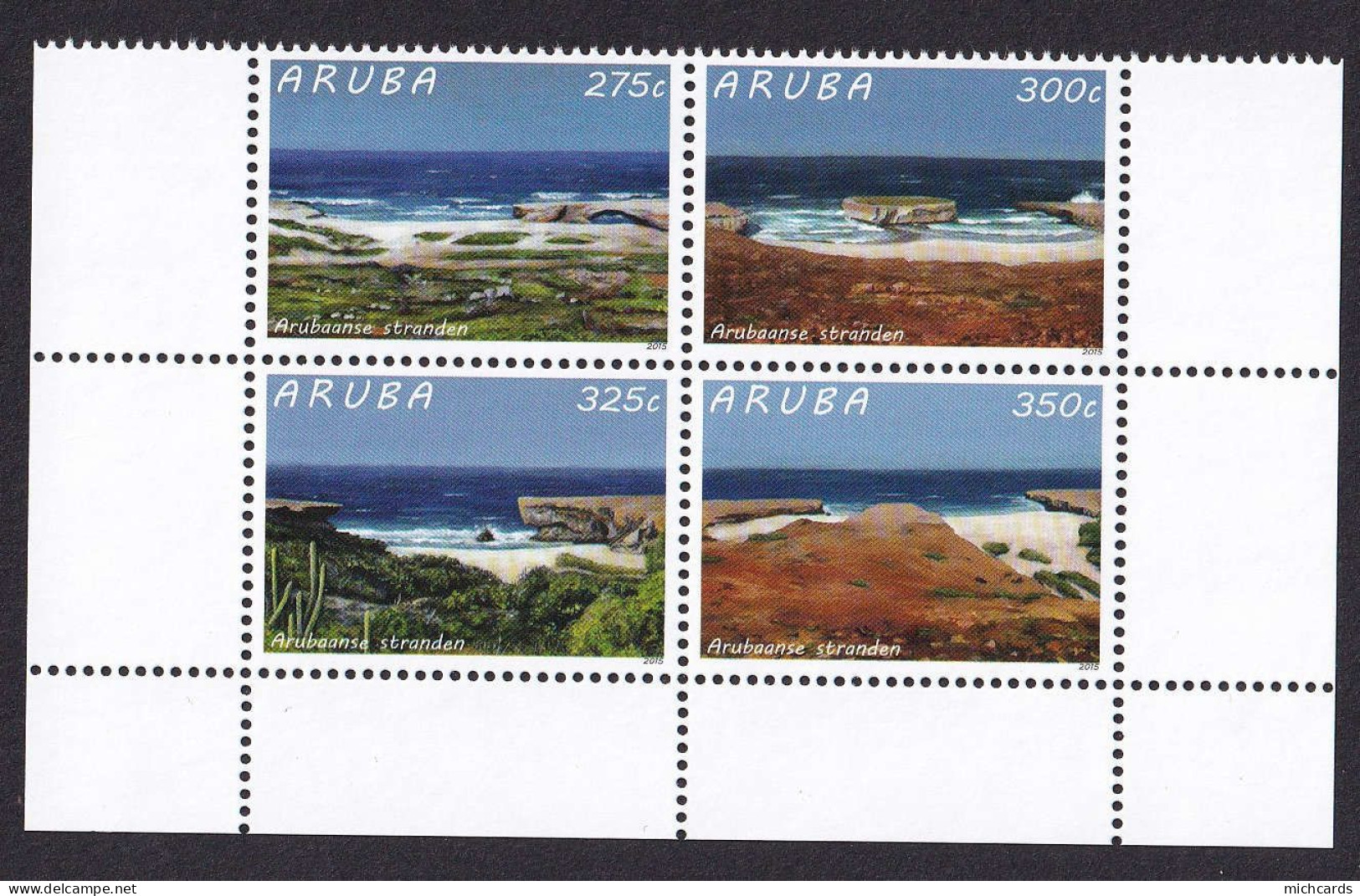 323 ARUBA 2015 - Y&T 871/74 - Plage - Neuf ** (MNH) Sans Charniere - Curazao, Antillas Holandesas, Aruba