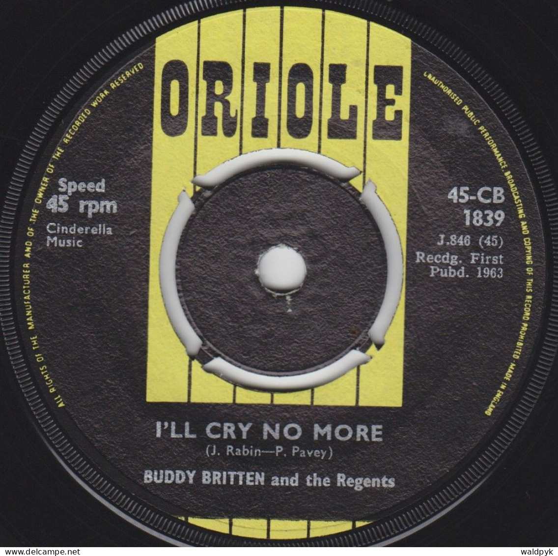 BUDDY BRITTEN AND THE REGENTS - I'll Cry No More - Other - English Music