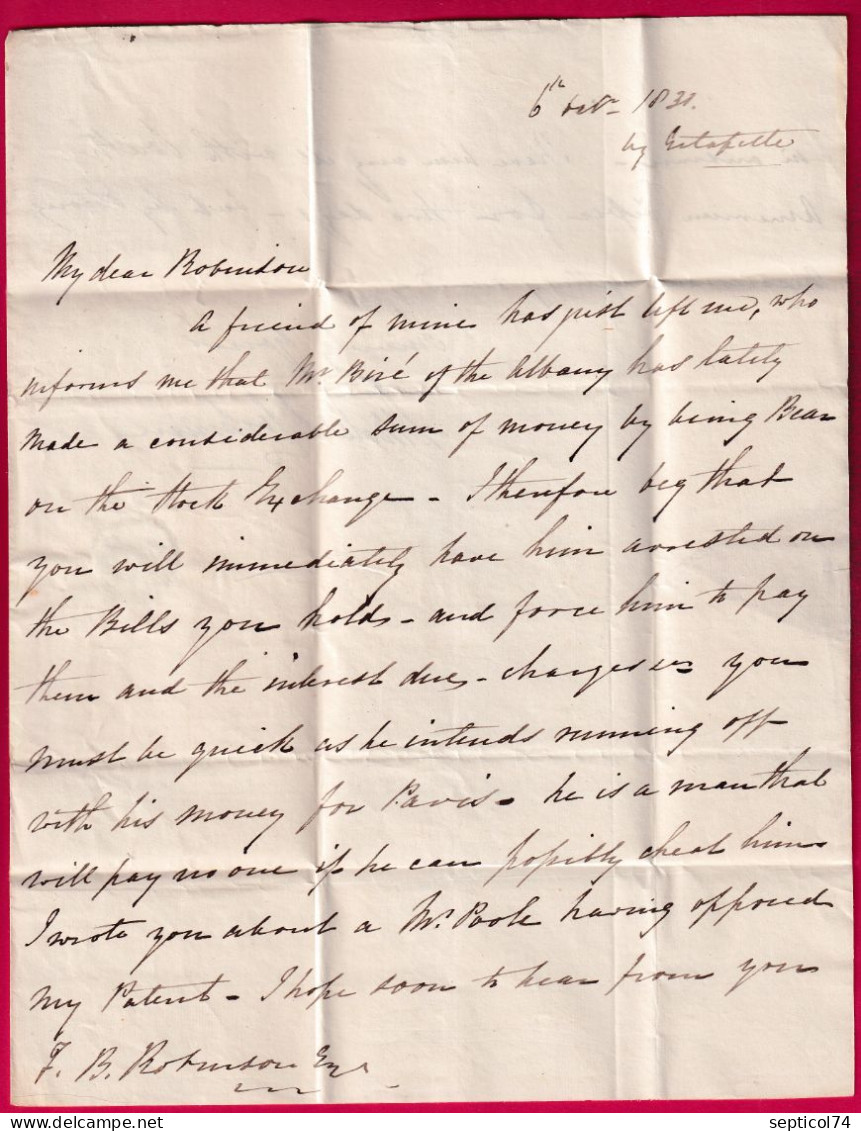 MARQUE PP ESTAFETTE EN BLEU 1830 PARIS POTHION 2764 INDICE 21 POUR LONDRES LONDON ANGLETERRE LETTRE - 1801-1848: Precursors XIX