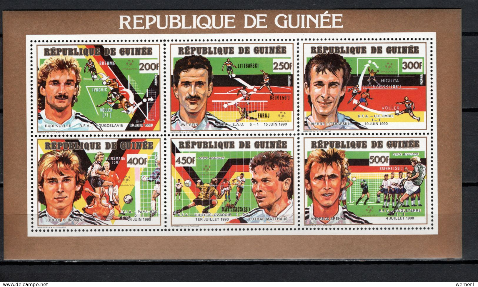 Guinea 1991 Football Soccer World Cup, Sheetlet MNH - 1990 – Italien