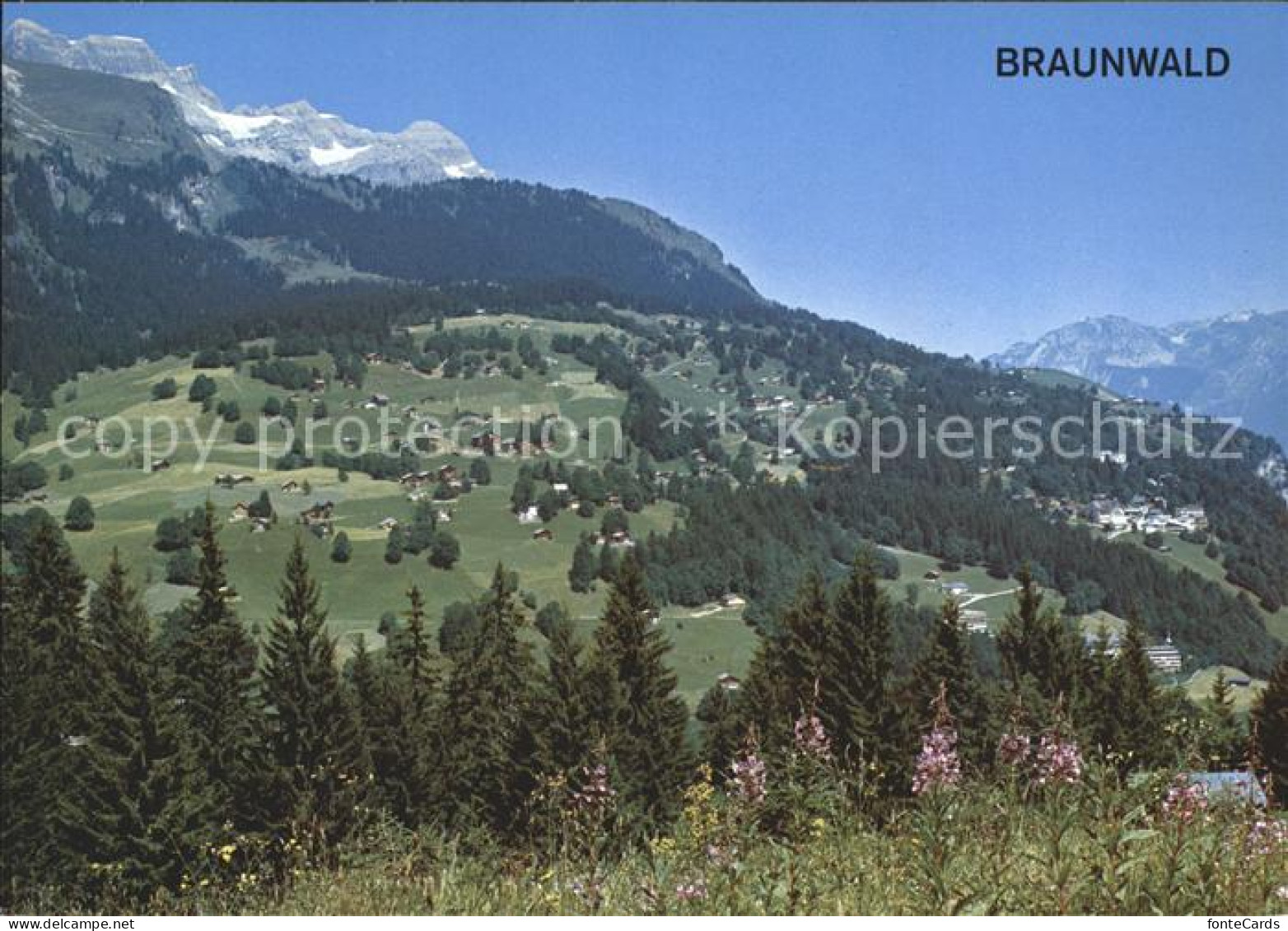 12006478 Braunwald GL Gesamtansicht Mit Alpenpanorama Braunwald - Sonstige & Ohne Zuordnung
