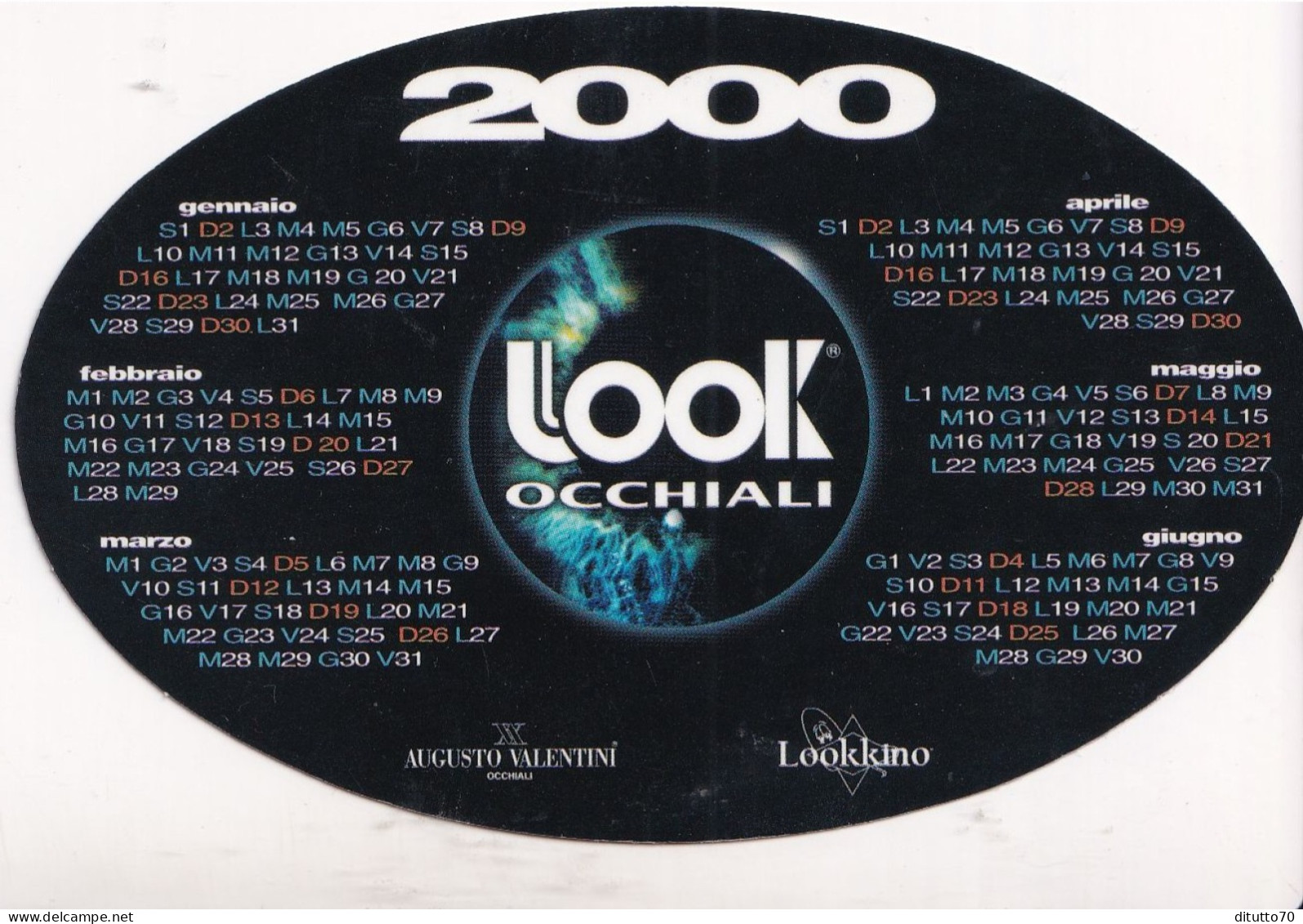 Calendarietto - Look Occhiali - Anno 2000 - Tamaño Pequeño : 1991-00