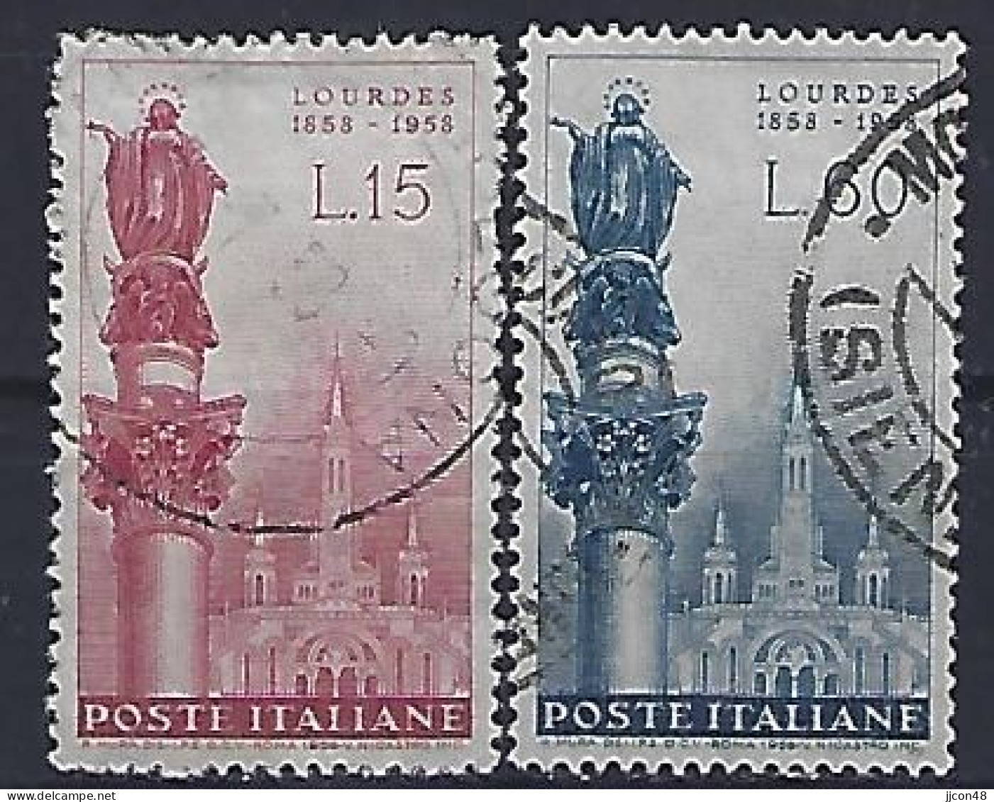 Italy 1958  100 Jahrestag Marienerscheinung In Lourdes  (o) Mi.1005-1006 - 1946-60: Afgestempeld