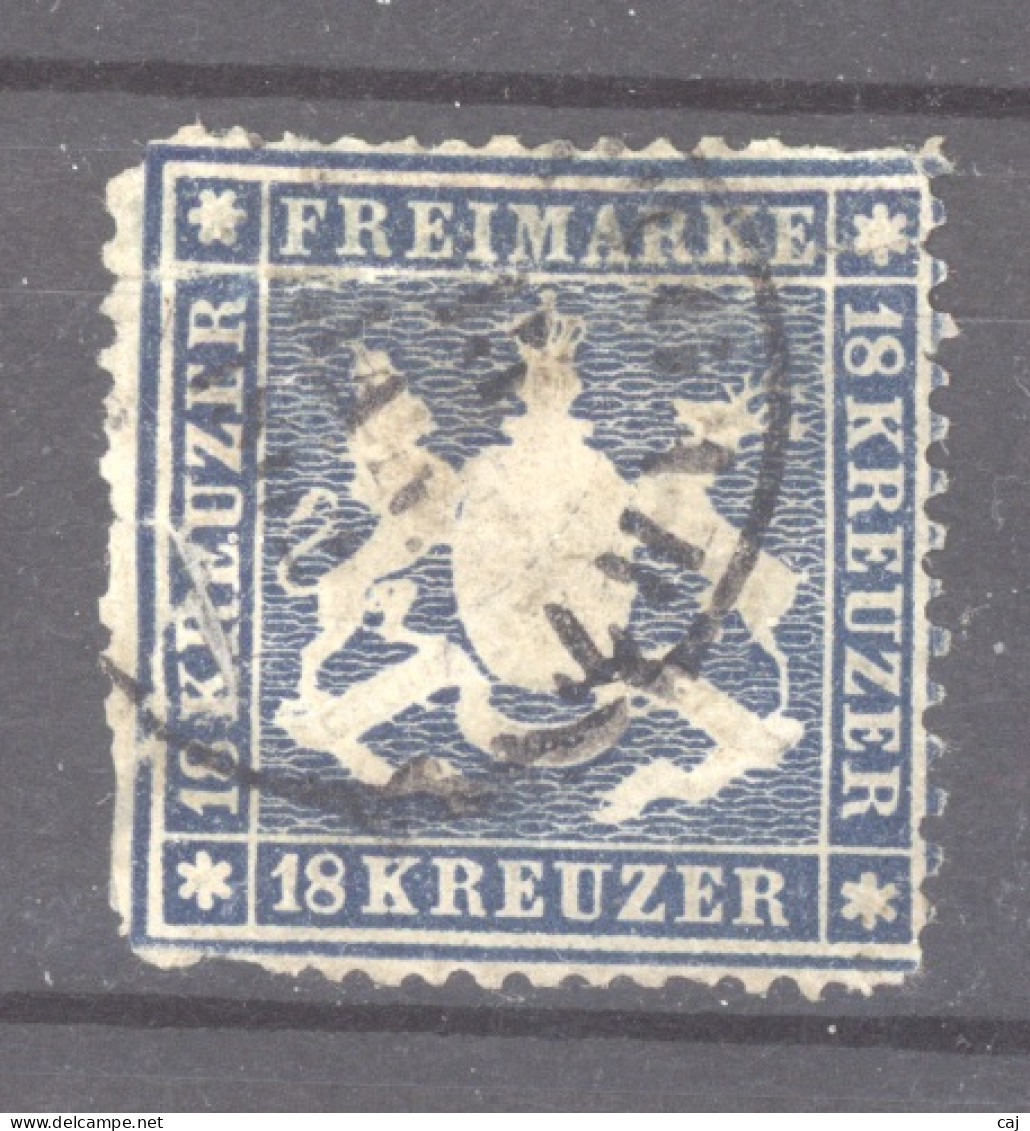 Wurtemberg  :  Mi  20y  (o)  Papier Mince ,  Bleu Foncé - Used