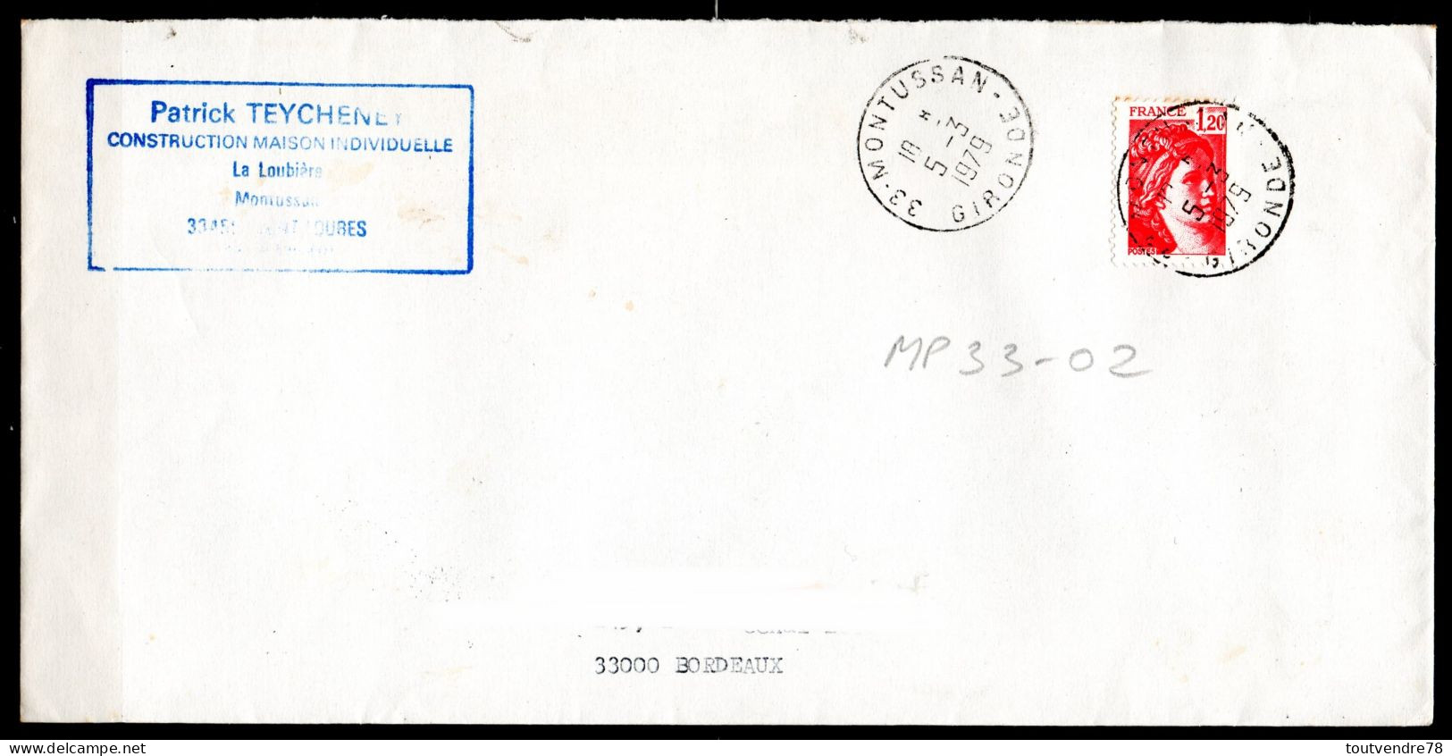 MP33-02 : Dept 33 (Gironde) MONTUSSAN 1979 > Type A9 - Manual Postmarks