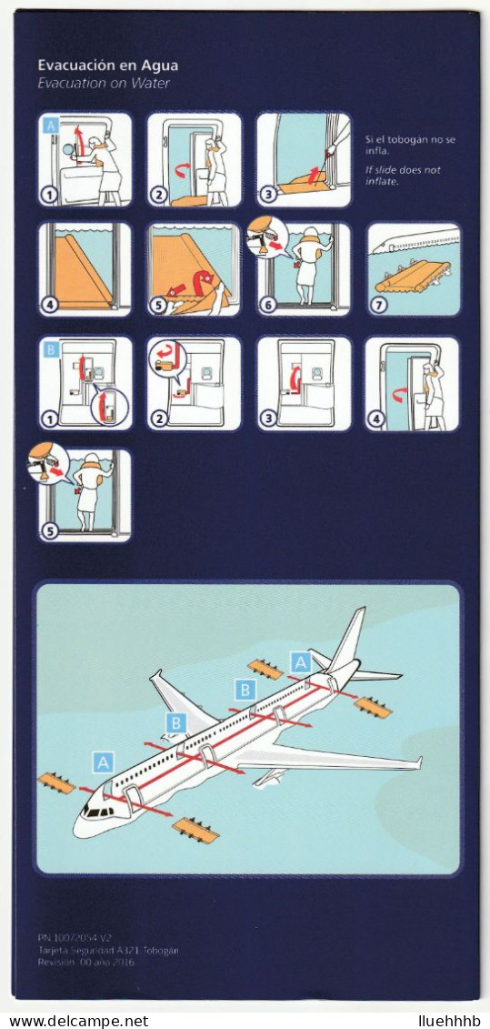 CHILE: 2016 LATAM Airlines Safety Card For The Airbus A321 - Fichas De Seguridad