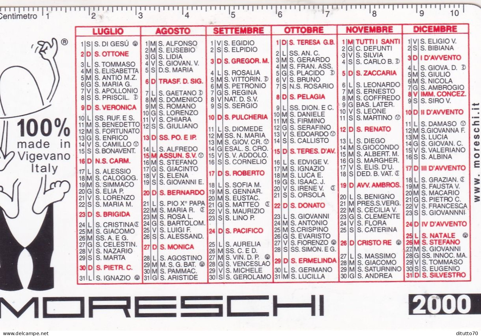 Calendarietto - Moreschi - Anno 2000 - Small : 1991-00