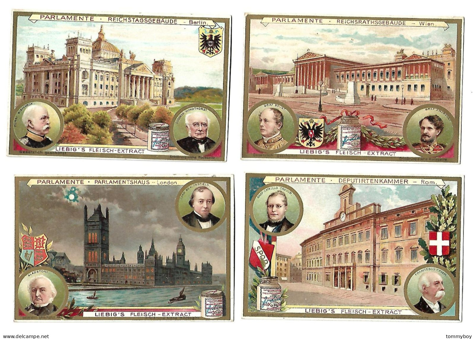 S 790, Liebig 6 Cards, Parlamente (German, One Card Has A Spot On Te Back) (ref B21) - Liebig