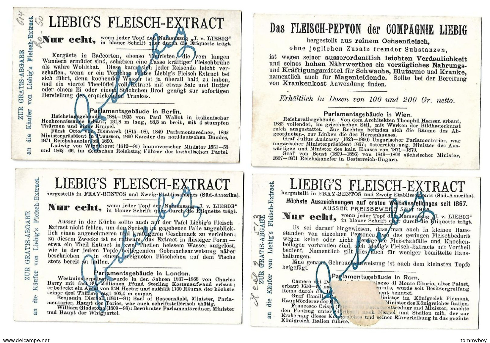 S 790, Liebig 6 Cards, Parlamente (German, One Card Has A Spot On Te Back) (ref B21) - Liebig