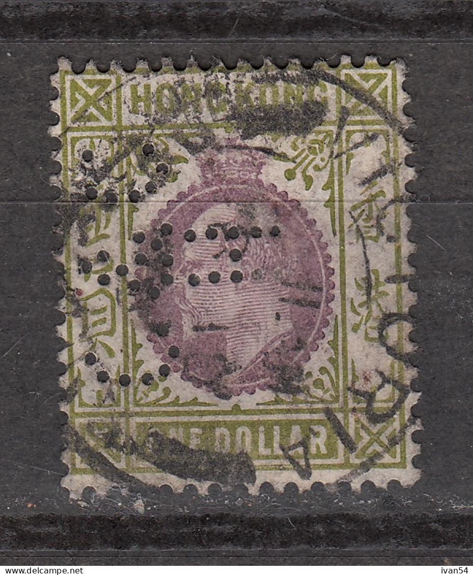 HONG KONG 89 Used  - Eduard VII (1 Dollar) – 1904-9 – PERFIN : C&C H - Used Stamps