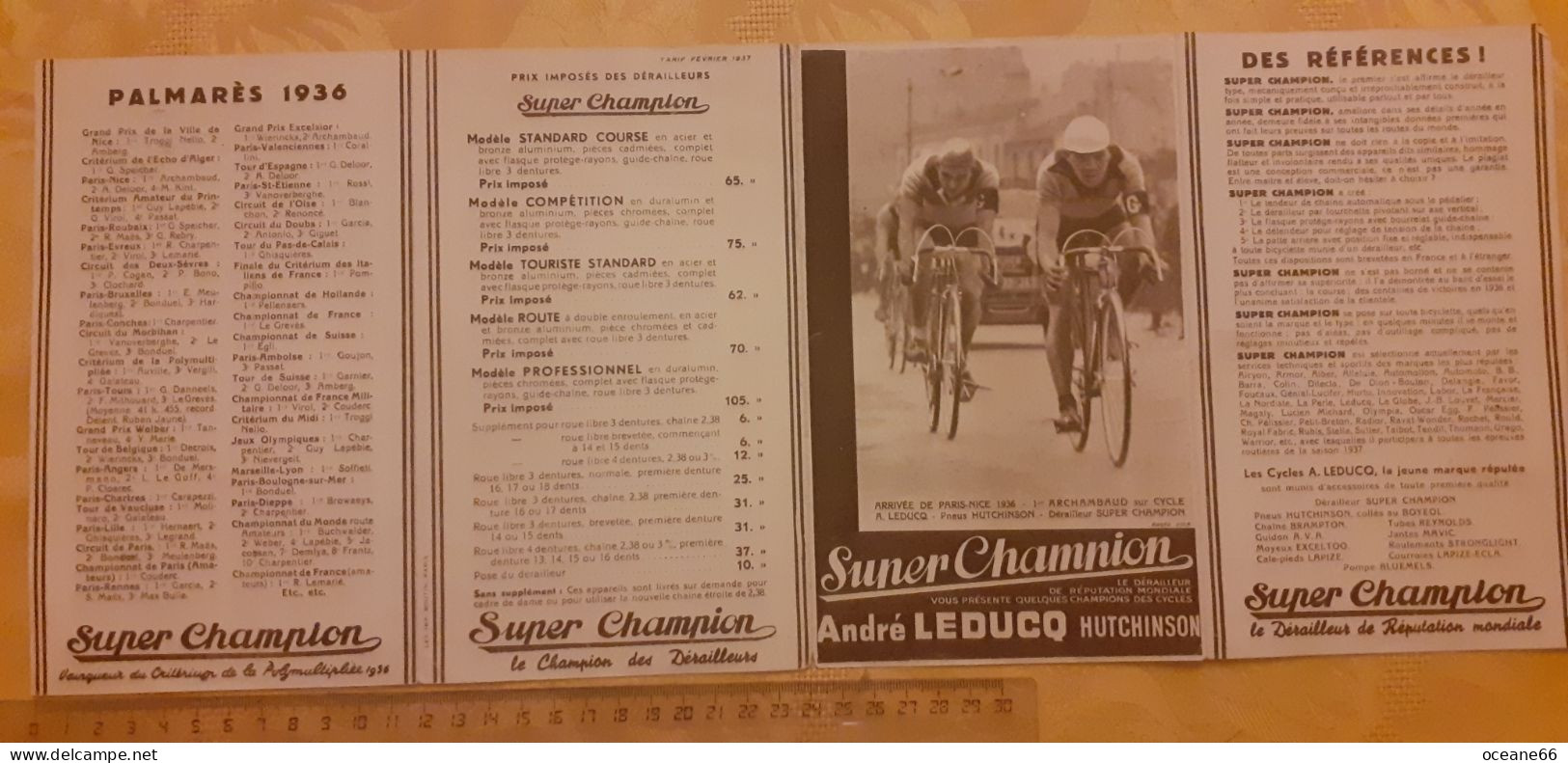 Depliant Dérailleur Super Champion Maurice Archambaud René Debenne Emile Decroix Pierre Cloarec - Cycling