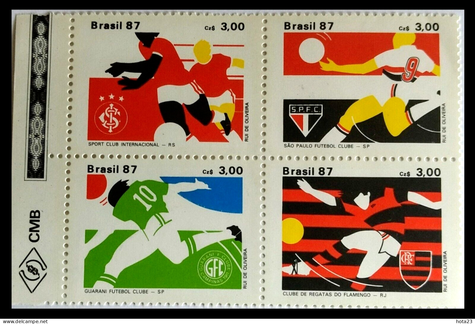 (!) BRAZIL 1987 SETENANT SET/4 STAMP SPORTS, FAMOUS FOOTBALL CLUBS . MNH - Unused Stamps