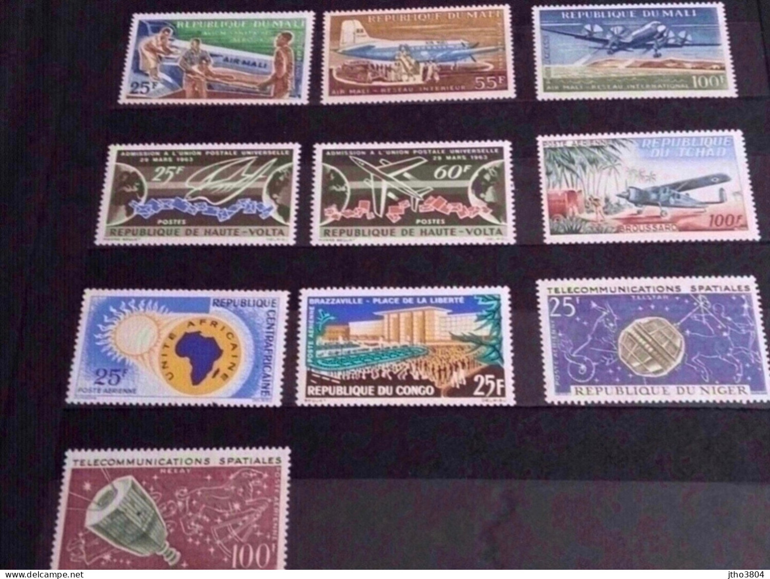 Lot De 10 Timbres Etat Luxe 1963 1964 Aircraft Aerien Avion Niger Congo Haute Volta République Centrafricaine Mali - Africa (Varia)