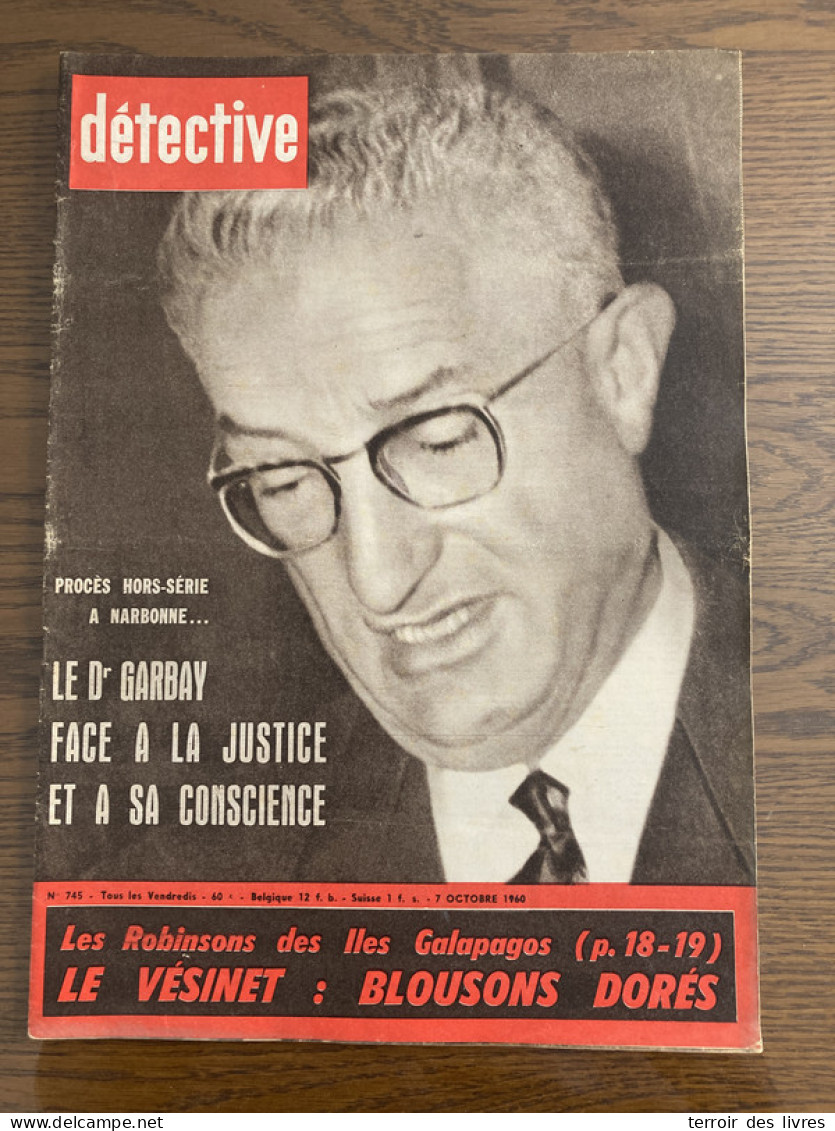 Détective 1960 745 GUERVEUR LE VESINET MERLEBACH LE MAZET MAILLÉ MORLAIX CAMPAGNOLLES SPERNEN ALES NARBONNE - Other & Unclassified