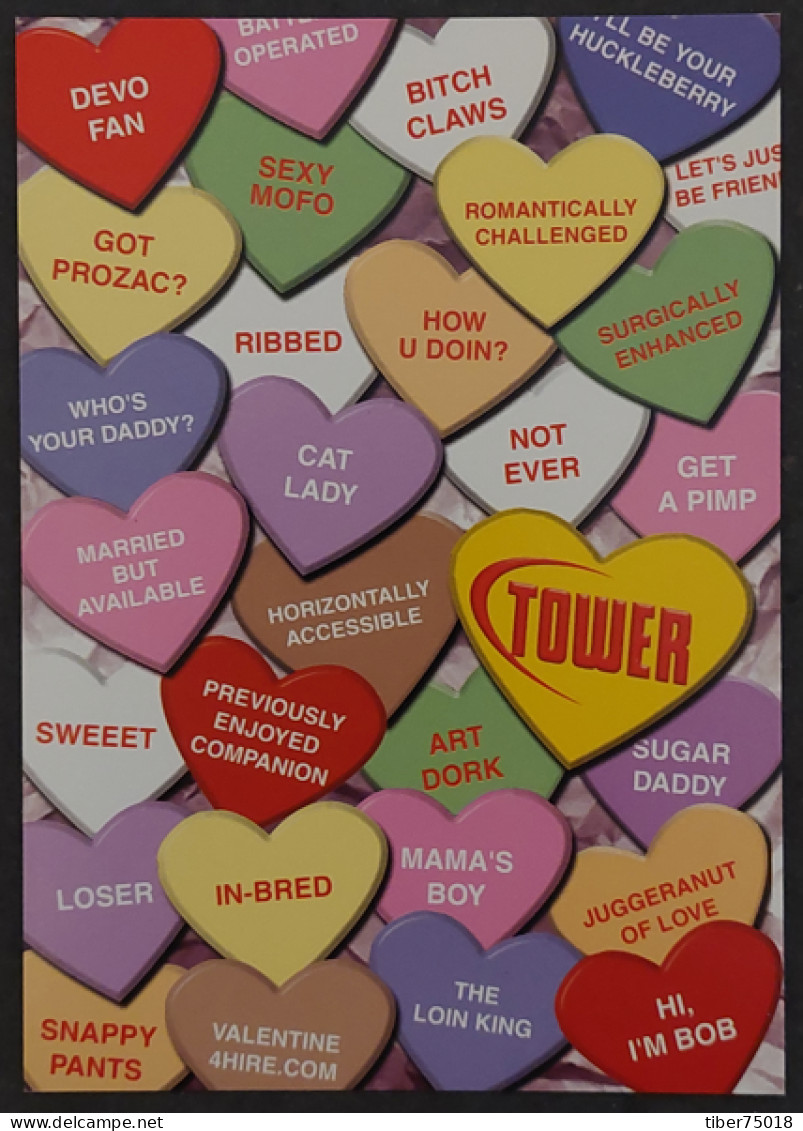 Carte Postale (Tower Records) Illustration : Daniel Cooney "Tower Valentine Candy" - Publicidad