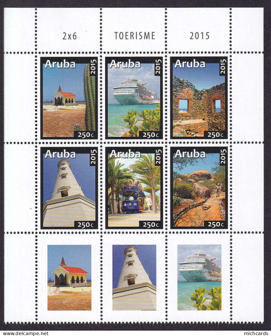 323 ARUBA 2015 - Y&T 883/88 + Vignette - Chapelle Bateau Phare Bus - Neuf ** (MNH) Sans Charniere - Curaçao, Antilles Neérlandaises, Aruba